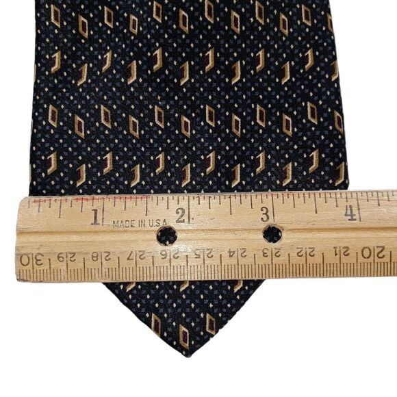 KETCH Black Gold Rectangle Tie Necktie Traditional Men's 56 X 3.75 - Picture 2 of 4